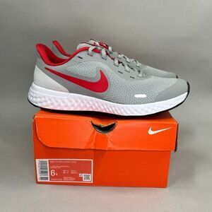 Nike Revolution 5 Running Shoes Youth Size 6 Grey Red Athletic Training Sneakers